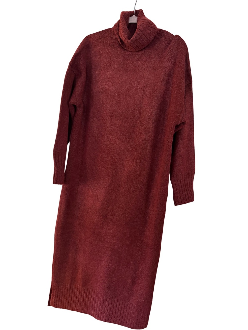 Anthropologie Burgundy Turtleneck Sweater Midi Dress - Picture 2 of 6